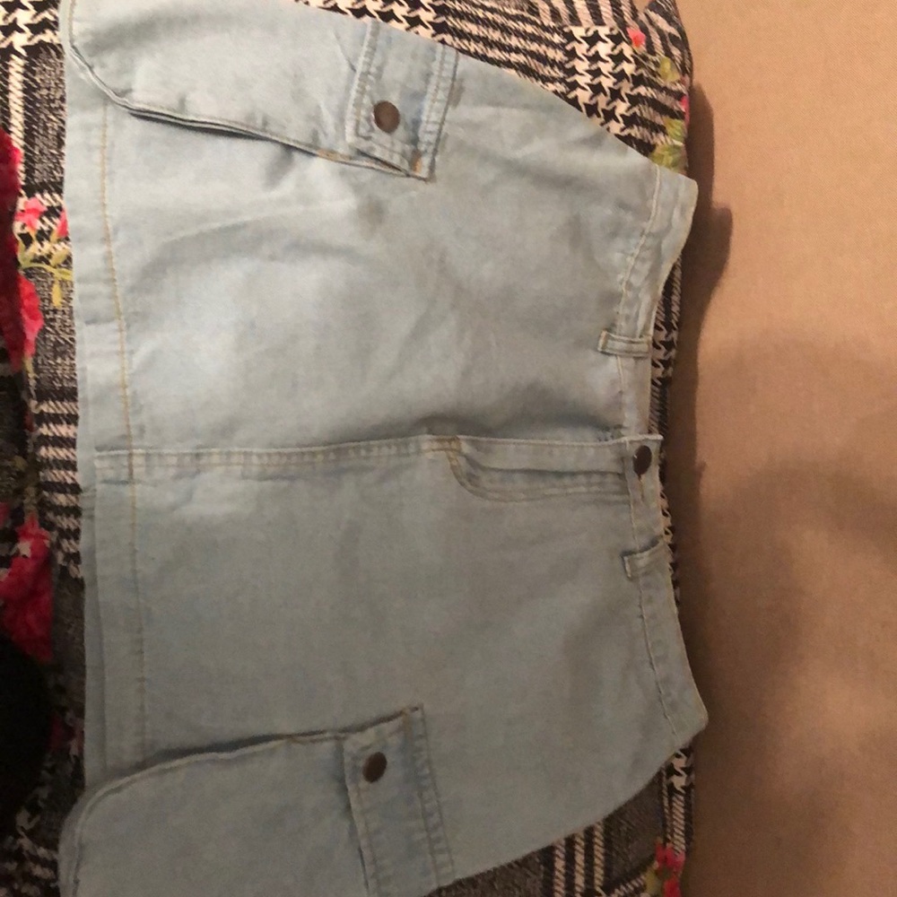 Light Denim Blue Utility Skirt